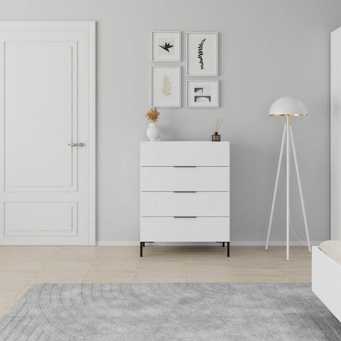 Hanah Home Sfn-1740-Dd-1 Cómoda Blanca de 4 Cajones, 80x104x44 cm